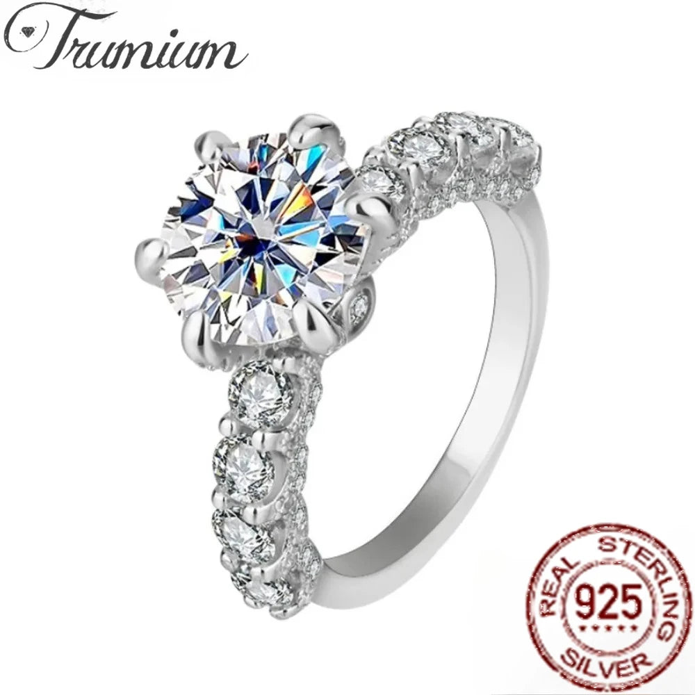 Trumium 2/3CT Moissanite Rings For Women D Color VVS1 Lab Diamond 925 Sterling Silver Engagement Wedding Band GRA Certificate