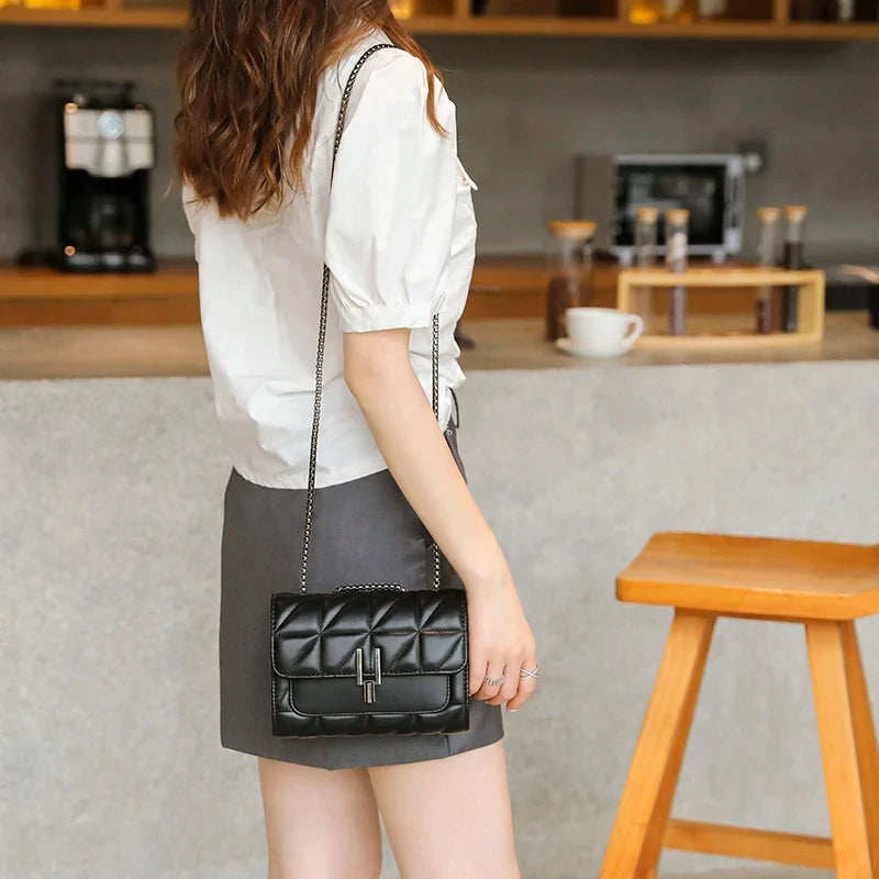 Lingge bag, chain bag, single shoulder bag, diagonal cross style cross,body bag for women