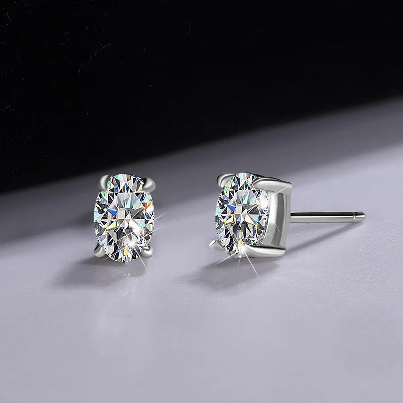 Trumium 0.5/1CT D Color Oval Moissanite Stud Earrings for Women Men S925 Sterling Silver Solitaire Diamond Ear Studs Certificate