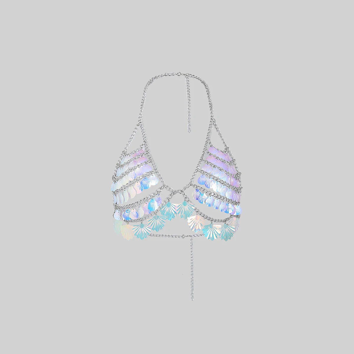 Sexy Mermaid Sequins Shell Bra Top Beach Bikinis Accessories New Summer Lingerie Hollow Out Chest Body Chain Outfit Party