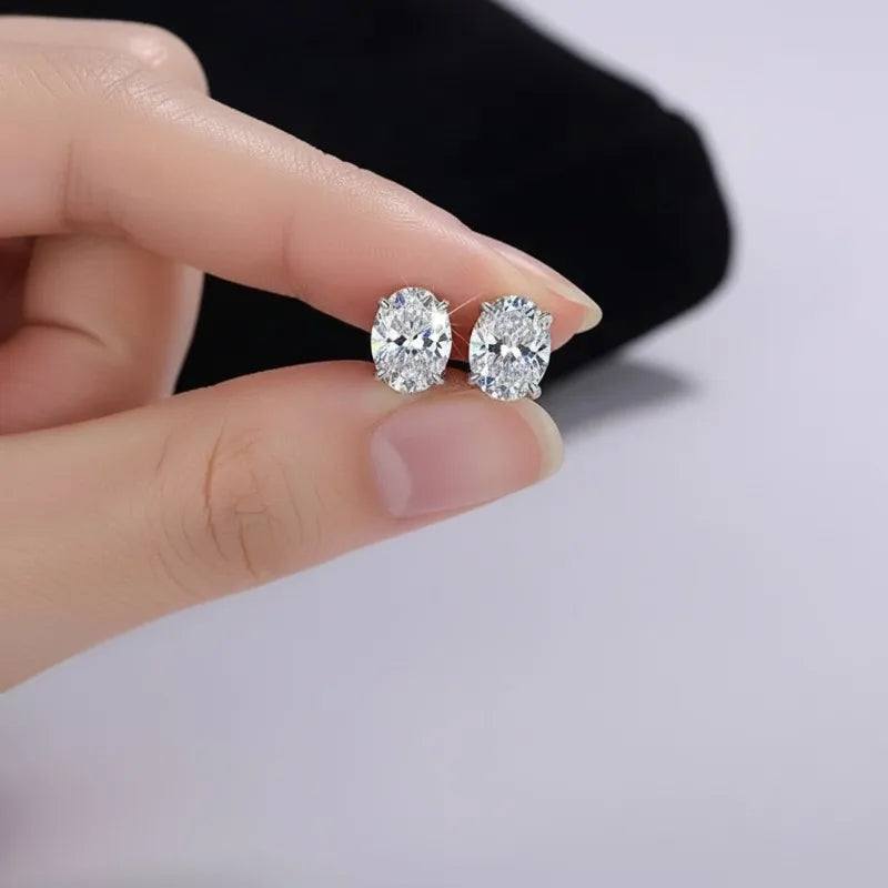 Trumium 0.5/1CT D Color Oval Moissanite Stud Earrings for Women Men S925 Sterling Silver Solitaire Diamond Ear Studs Certificate