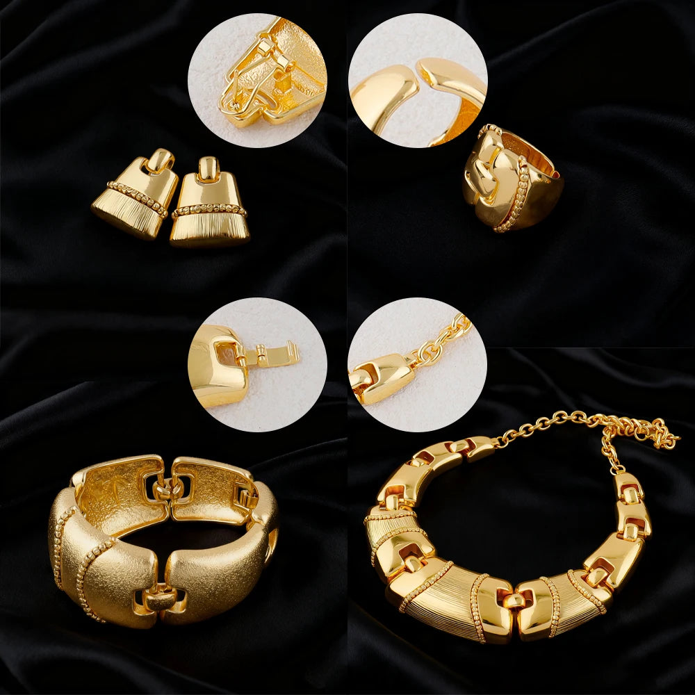 Italian Dubai Jewelry Sets for Women, High-Quality Necklace Earring Set Banquet Wedding Gift Jewellery Woman Luxury ﻿