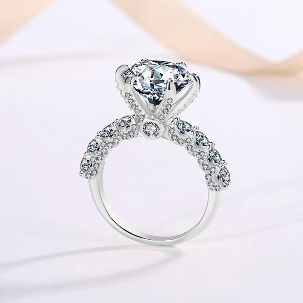 Trumium 2/3CT Moissanite Rings For Women D Color VVS1 Lab Diamond 925 Sterling Silver Engagement Wedding Band GRA Certificate