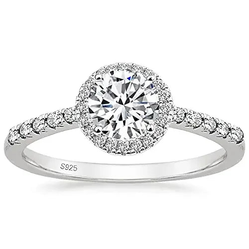 Trumium 1.25CT 925 Sterling Silver Ring Round 5a CZ Engagement Rings for Women Wedding Bands Fine Jewelry Promise Rings for Her