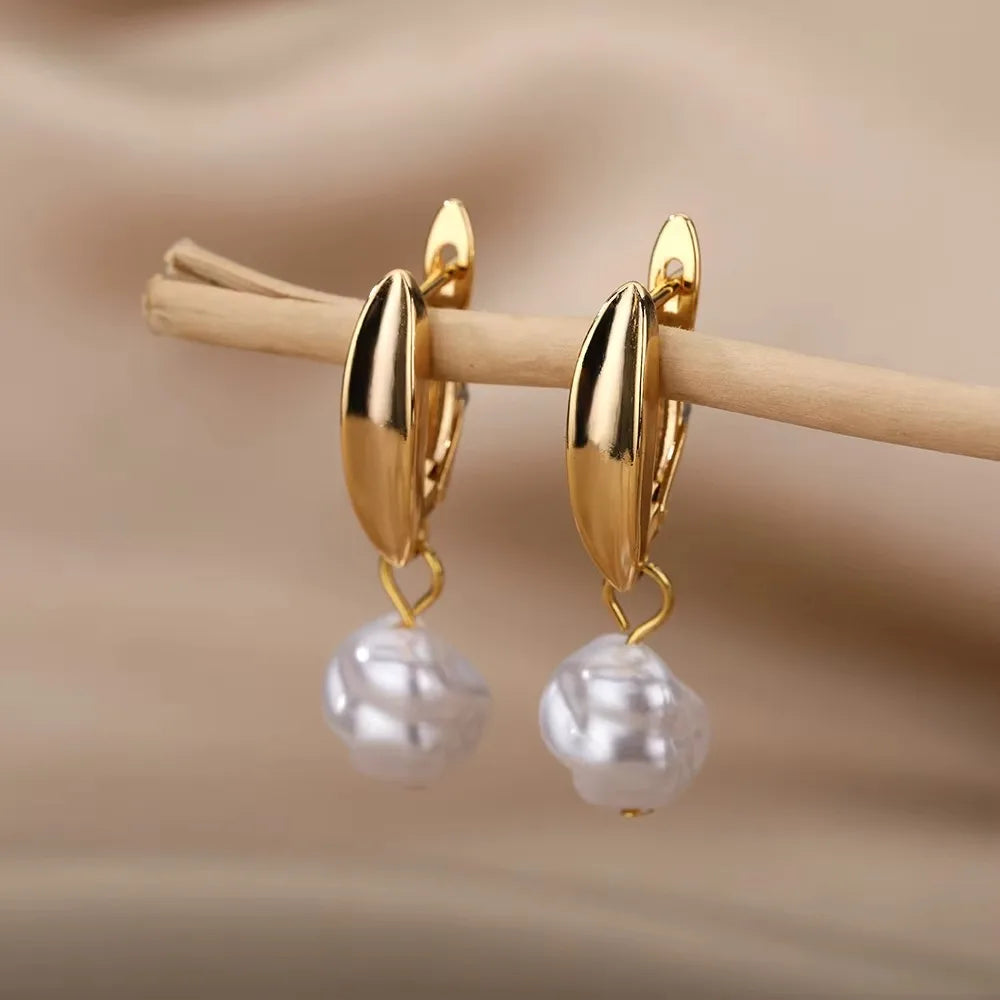 Butterfly Zircon Stainless Steel Pearl Earrings For Women Gold Plated Piercing Earring Aesthetic Luxury Jewelry Gift 2023 New