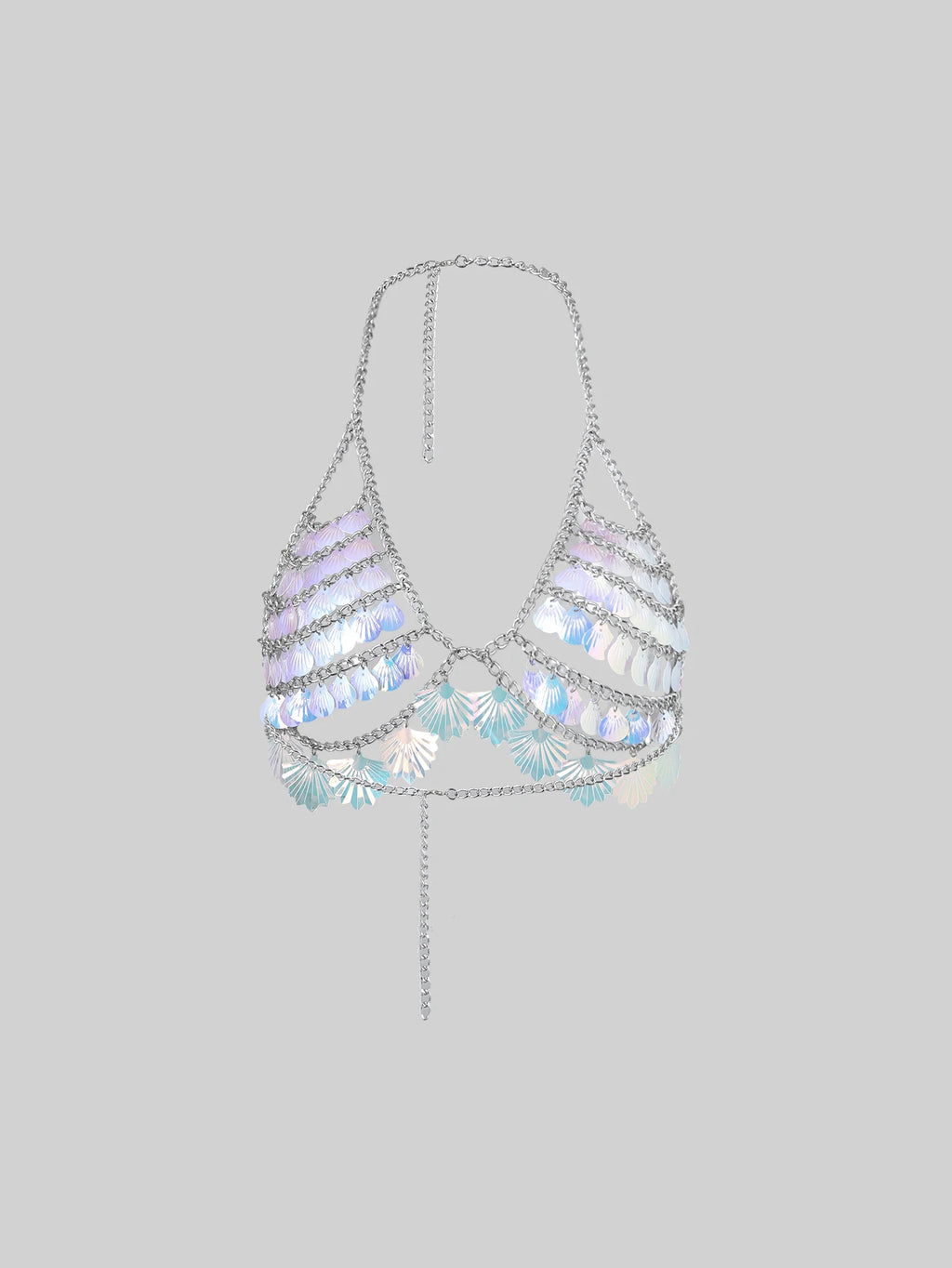 Sexy Mermaid Sequins Shell Bra Top Beach Bikinis Accessories New Summer Lingerie Hollow Out Chest Body Chain Outfit Party