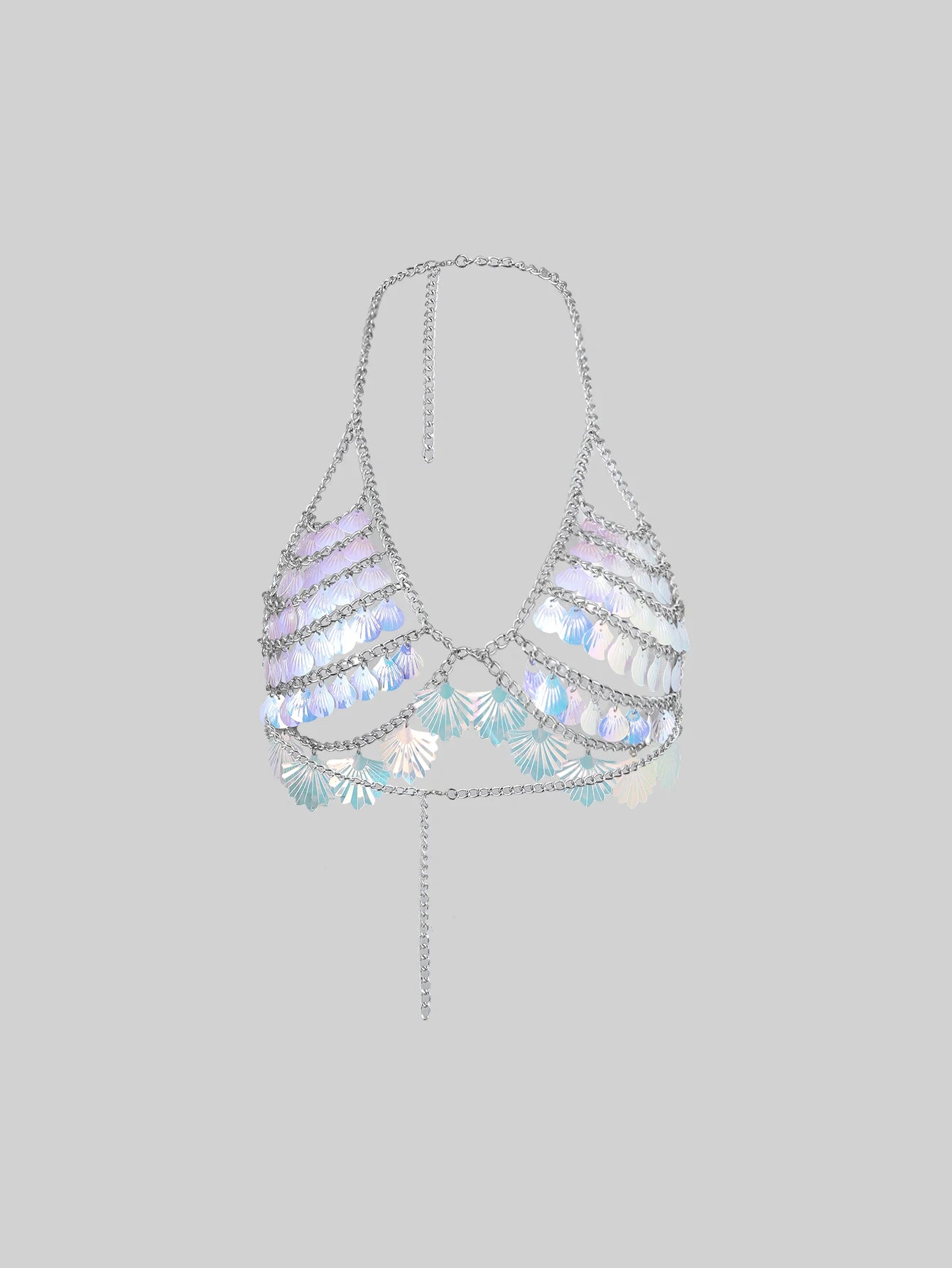 Sexy Mermaid Sequins Shell Bra Top Beach Bikinis Accessories New Summer Lingerie Hollow Out Chest Body Chain Outfit Party