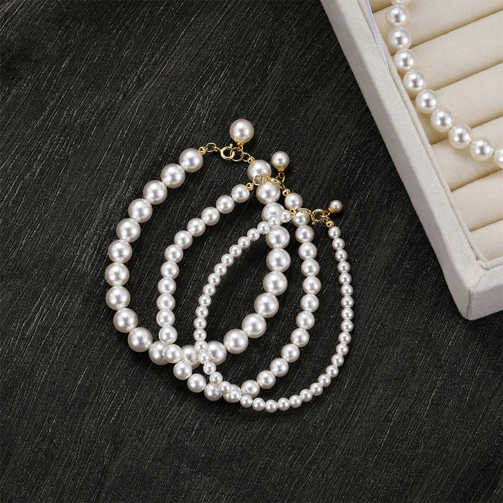 Trumium 925 Sterling Silver Real Pearl Bracelet for Women Girl Beaded Cultured Pearl Bangle Bridal Jewelry Gift