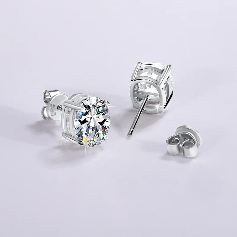 Trumium 0.5/1CT D Color Oval Moissanite Stud Earrings for Women Men S925 Sterling Silver Solitaire Diamond Ear Studs Certificate