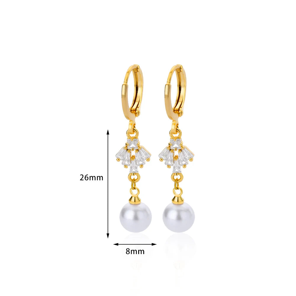 Butterfly Zircon Stainless Steel Pearl Earrings For Women Gold Plated Piercing Earring Aesthetic Luxury Jewelry Gift 2023 New