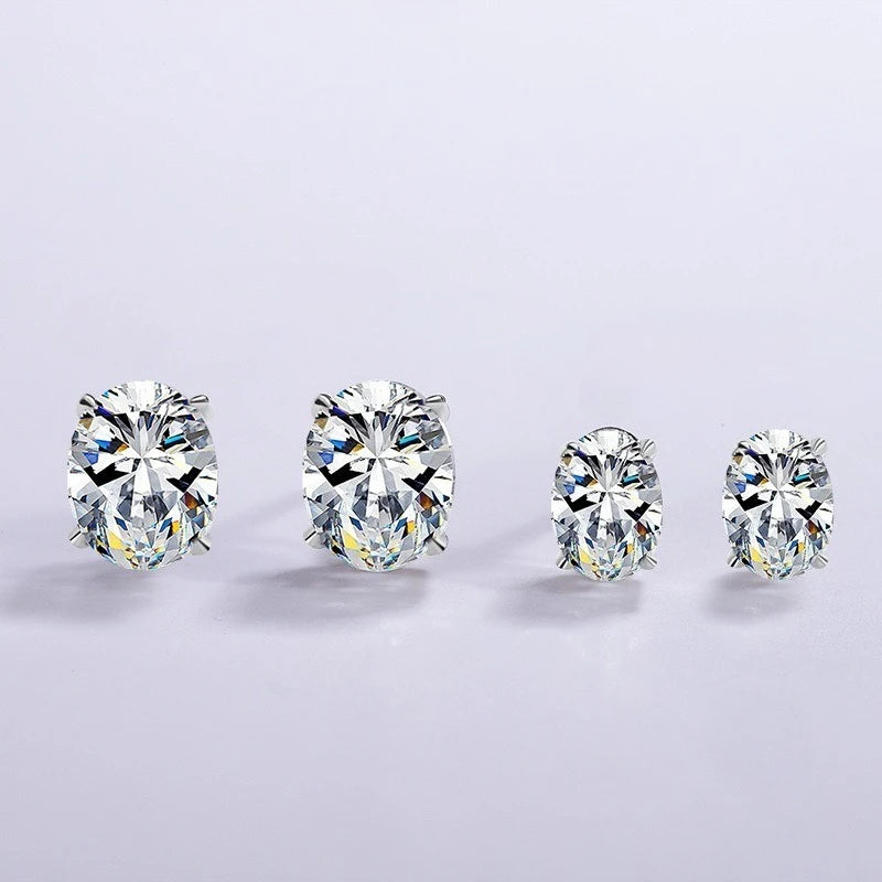 Trumium 0.5/1CT D Color Oval Moissanite Stud Earrings for Women Men S925 Sterling Silver Solitaire Diamond Ear Studs Certificate