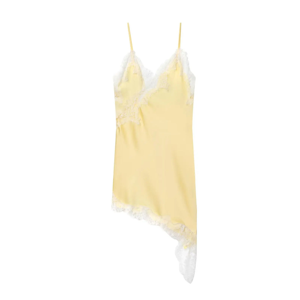 MUJER Lace Slip Mini Dress Women Satin Backless Summer Dress Woman Asymmetric Party Women's Dress Sexy Beach Dresses for Women