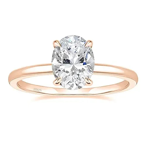 Trumium 3CT 925 Sterling Silver Engagement Rings Oval Cut Solitaire Cubic Zirconia Wedding Promise Rings for Women Fine Jewelry